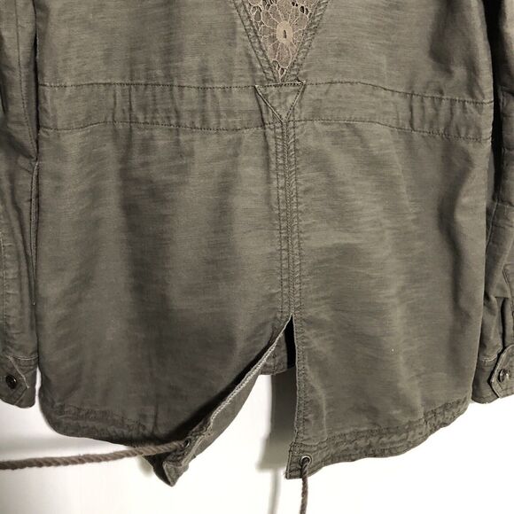 Anthropologie Hei Hei Field Jacket Womens Medium Brown Lace Military Utility - Picture 11 of 16
